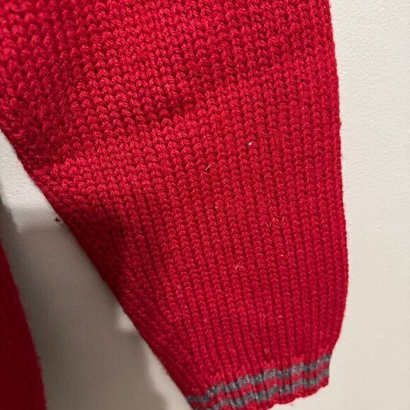 J. Crew vintage 100% wool knit 1/4 zip sweater size small gray/red - Picture 6 of 7
